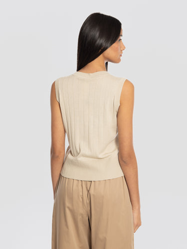 Ivory Silk and Cotton Ribbed Sweater