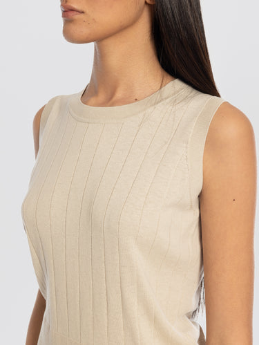Ivory Silk and Cotton Ribbed Sweater
