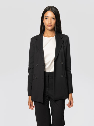 Doppelreihiger Blazer aus schwarzem Jersey