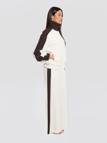 Cream/Brown Cady Pants with Side Stripe