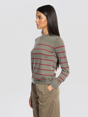 Gestreifter Pullover aus Wolle und Kaschmir Grün