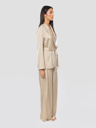Hose aus Poly-Twill Beige