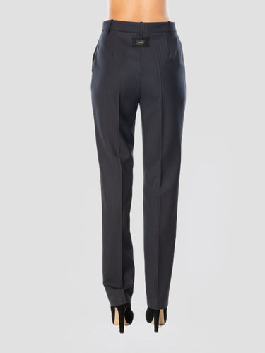 Hose mit geradem Bein in Blau mit Fischgrätmuster