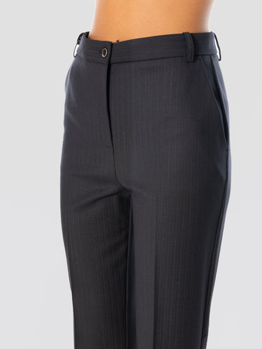 Hose mit geradem Bein in Blau mit Fischgrätmuster