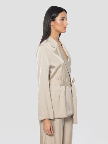 Double-Breasted Twill Jacket Beige