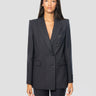 PINKO-Giacca Doppio Petto in Lana Herringbone Blu-TRYME Shop