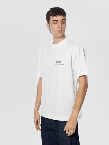 Crew Neck T-Shirt with Chest Print White