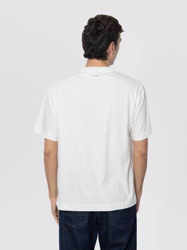 Crew Neck T-Shirt with Chest Print White