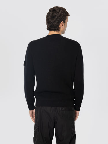 Black Ribbed Cotton Crew Neck Sweater