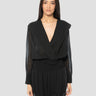 PINKO-Top con Cappuccio in Voile Semi Trasparente Nero-TRYME Shop