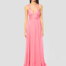 ERMANNO FIRENZE-Abito Lungo in Chiffon con Corpetto Plissé Rosa-TRYME Shop