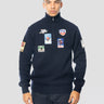 MC2 SAINT BARTH-Maglione Mezza Zip in Lana Patch Ski Blu-TRYME Shop