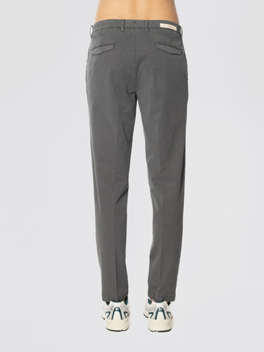 Slim Fit Trousers with Pleats Gray