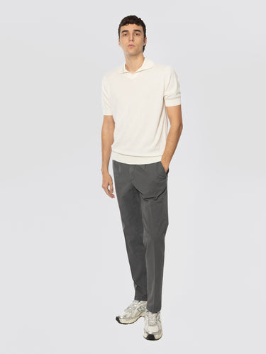 Slim Fit Trousers with Pleats Gray