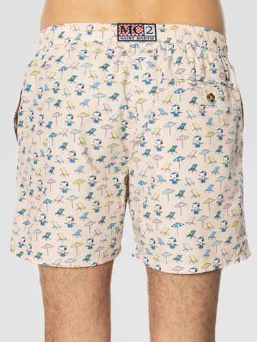 Snoopy Relax Badeanzug in mittlerer Länge in Beige