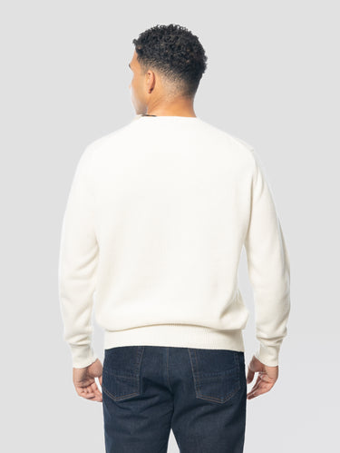 Maglione in Misto Cashmere con Ricamo St. Moritz top of the World Bianco
