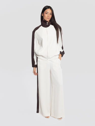 Cream/Brown Cady Pants with Side Stripe