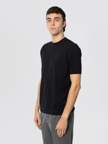 T-shirt van Katoenen Crêpe Zwart