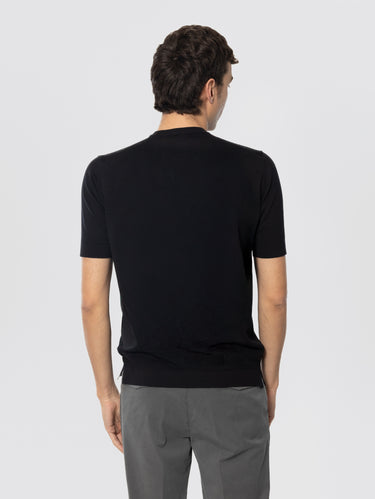 T-shirt van Katoenen Crêpe Zwart