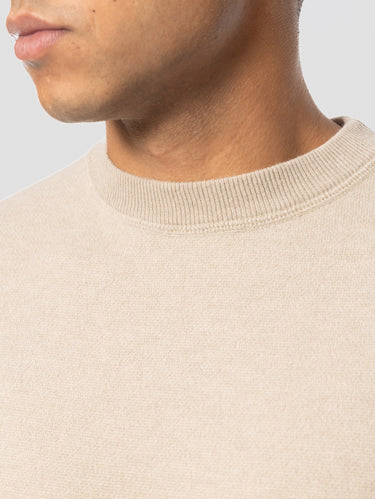 Pull à col rond en laine et cachemire écru