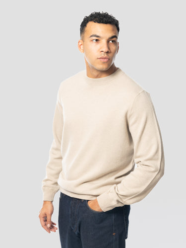 Pull à col rond en laine et cachemire écru