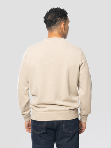 Pull à col rond en laine et cachemire écru