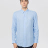RALPH LAUREN-Camicia in Lino Custom Fit Celeste-TRYME Shop