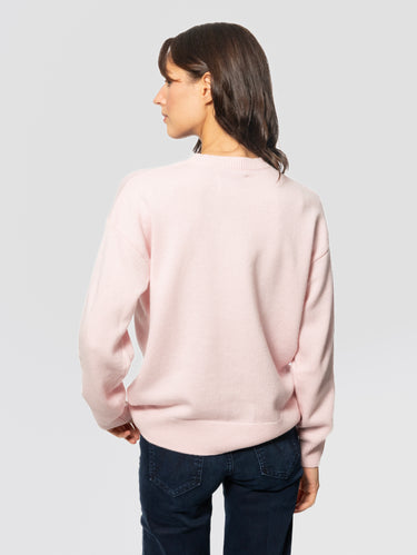 Maglione Oversize in Misto Cashmere con Snoopy Rosa
