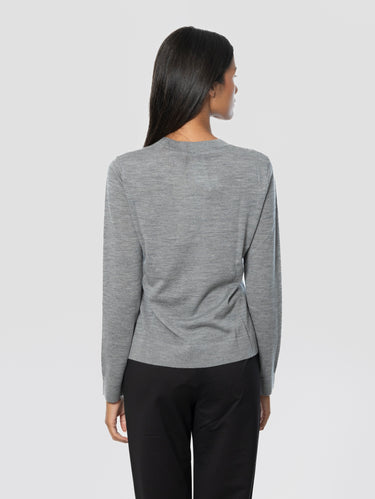 Pullover aus extrafeiner Wolle mit Rundhalsausschnitt in Grau Melange
