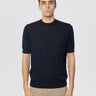 FILIPPO DE LAURENTIIS-Maglia Girocollo in Cotone Crepe Blu-TRYME Shop