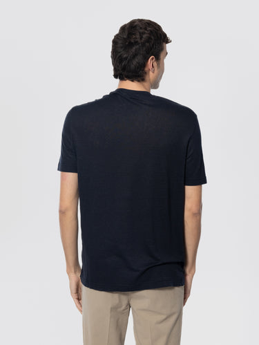 Crew Neck T-shirt in Blue Linen