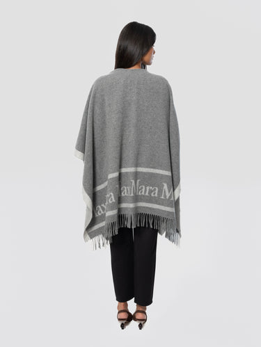 Poncho aus Wolle mit Fransen Hilde Grau