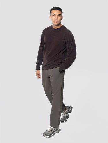 Pantalon à pinces et poches arrière diagonales espresso