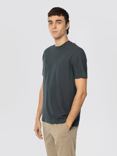Ronde Hals T-shirt van Katoenen Crêpe Ijzergrijs