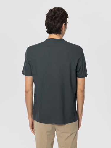 Ronde Hals T-shirt van Katoenen Crêpe Ijzergrijs