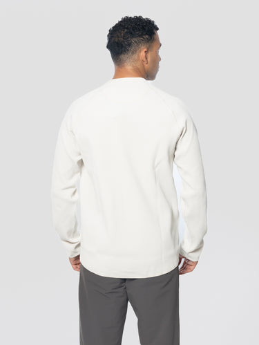 T-shirt à manches longues en maille gaufrée légère ivoire