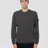 STONE ISLAND-Felpa Girocollo in Cotone Malfilé FIammato Carbone-TRYME Shop