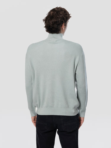 Halbzip-Pullover aus Baumwolle und Kaschmir in Wasserblau