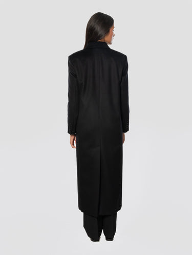 Doppelreihiger Wollmantel in Schwarz