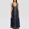 P.A.R.O.S.H.-Abito Lungo in Lino con Ricami Blu-TRYME Shop