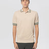 FILIPPO DE LAURENTIIS-Polo in Piquet con Dettagli a Righe a Contrasto Beige-TRYME Shop