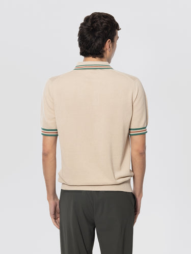 Polo van Piquet met Contrasterende Strepen Beige