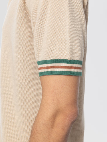 Polo van Piquet met Contrasterende Strepen Beige