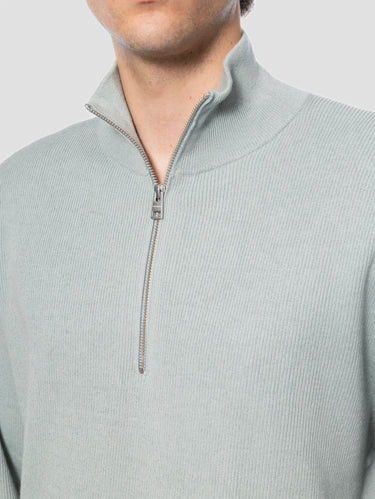 Halbzip-Pullover aus Baumwolle und Kaschmir in Wasserblau