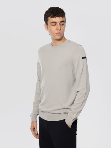Beige Stretch Yarn Crew Neck Sweater