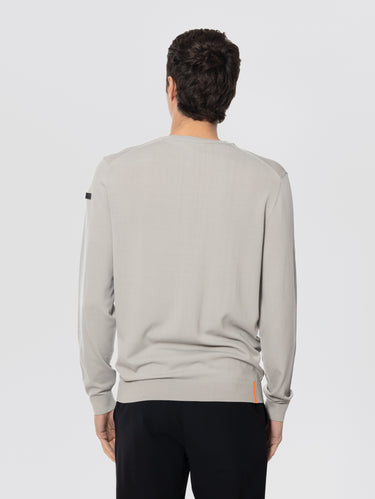 Beige Stretch Yarn Crew Neck Sweater