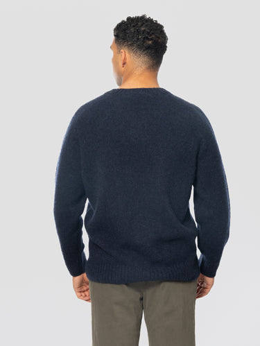 Maglia Girocollo Manica Raglan in Alpaca Blu Navy