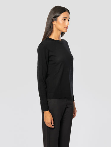 Pullover aus extrafeiner Wolle, Rundhalsausschnitt, Schwarz