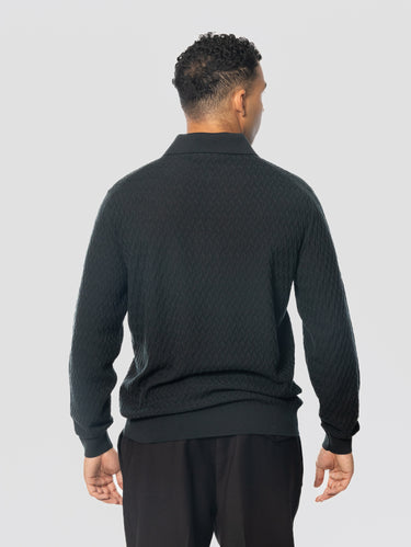 Pull polo en laine mérinos vert