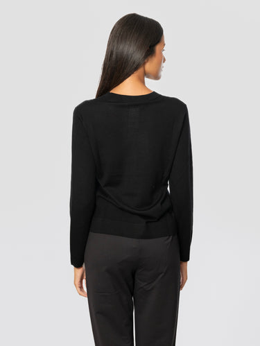 Pullover aus extrafeiner Wolle, Rundhalsausschnitt, Schwarz